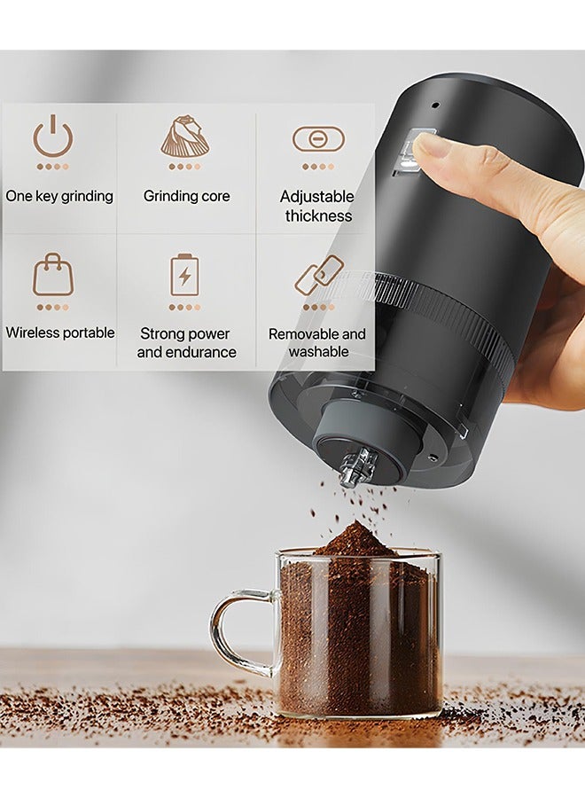 Coffee Grinder, Automatic Conical Grinder Portable Coffee Bean Mill with Brush, Multiple Grinding Settings, for Travel Home Office Coffee Shop - Image 2
